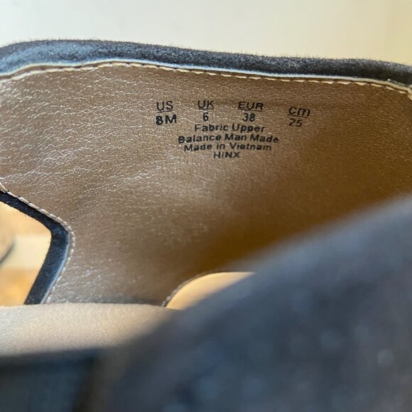 Life Stride Black Faux Suede Peep-Toe Cork Wedge Sandals HINX style Classic - Picture 11 of 14